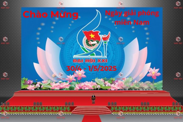 Làm backdrop 30/4 1/5 giá rẻ cho sự kiện ngoài trời