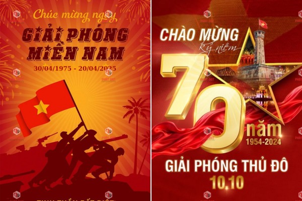 Làm backdrop 30/4 1/5 giá rẻ kết hợp yếu tố hiện đại
