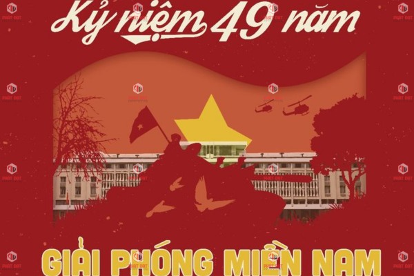 Mẫu làm backdrop 30/4 1/5 giá rẻ phong cách tối giản